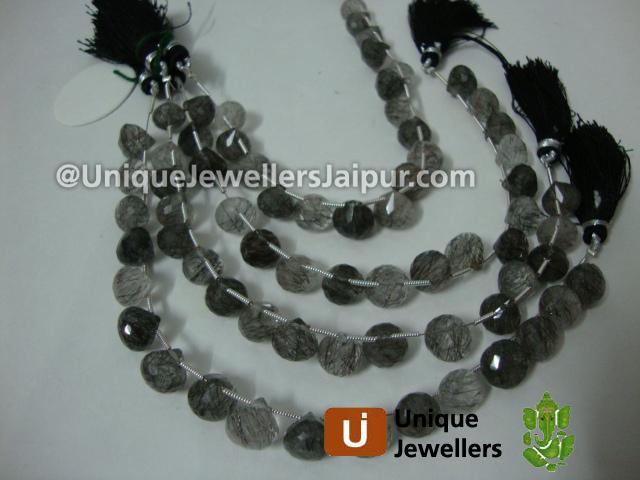 Black Rutail Faceted Onion Beads